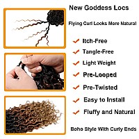 Baota 12 Inch Goddess Locs Crochet Hair 7 Packs Prelooped Crochet Hair For Women Ombre Brown Blonde Boho Locs River Locs Croche