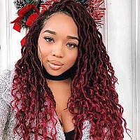 Baota 18 Inch 7 Packs Faux Locs Crochet Hair Goddess Locs Crochet Hair Omber Red Pre Looped Crochet Braids With Curly Ends River