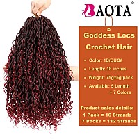 Baota 18 Inch 7 Packs Faux Locs Crochet Hair Goddess Locs Crochet Hair Omber Red Pre Looped Crochet Braids With Curly Ends River