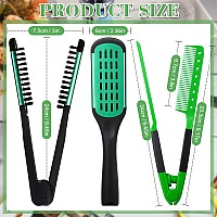 Chengu 2 Pcs Boar Bristles Doublesided Brush And Flat Iron Comb For Hair Straightening Styling And Detangling Knotty Hair Bl