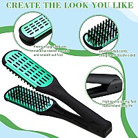 Chengu 2 Pcs Boar Bristles Doublesided Brush And Flat Iron Comb For Hair Straightening Styling And Detangling Knotty Hair Bl