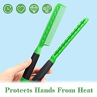 Chengu 2 Pcs Boar Bristles Doublesided Brush And Flat Iron Comb For Hair Straightening Styling And Detangling Knotty Hair Bl