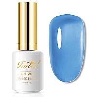 Imtiti Jelly Gel Nail Polish, 1 Pcs 0.5 Fl Oz Blue Jelly Gel Polish Soak Off LED U V Nail Gel Polish Sheer Transparent Gel Nail Polish DIY Nail Art Starter Manicure Salon Gel Nail Kit for Women Girls