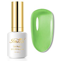 Imtiti Jelly Gel Nail Polish, 1 Pcs 0.5 Fl Oz Light Green Jelly Gel Polish Soak Off LED U V Nail Gel Polish Sheer Transparent Gel Nail Polish DIY Nail Art Starter Manicure Salon Gel Nail Kit for Women Girls