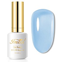 Imtiti Jelly Gel Nail Polish, 1 Pcs 0.5 Fl Oz Light Blue Jelly Gel Polish Soak Off LED U V Nail Gel Polish Sheer Translucent Gel Nail Polish DIY Nail Art Starter Manicure Salon Gel Nail Kit for Women Girls