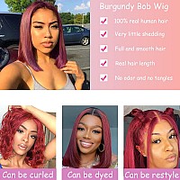 Keytac 99J Burgundy Lace Front Bob Wigs Human Hair For Black Women Short Straight 13X4 Hd Lace Frontal Bob Wig Pre Plucked With