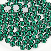 Beadsland 2880Pcs Flat Back Crystal Rhinestones Round Gems For Nail Art And Craft Glue Fix Emerald Ss16 3840Mm