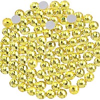 Beadsland 2880Pcs Flat Back Crystal Rhinestones Round Gems For Nail Art And Craft Glue Fix Lemon Yellow Ss16 3840Mm