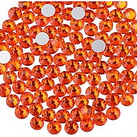 Beadsland 2880Pcs Flat Back Crystal Rhinestones Round Gems For Nail Art And Craft Glue Fix Orange Ss16 3840Mm