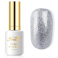 Imtiti Silver Gel Nail Polish 1 Pcs 15Ml Platinum Glitter Color Soak Off Led Longlasting Nail Gel Polish Nail Art Starter Mani