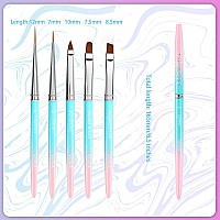 5Pcs Nail Art Clean Up Brushes Nail Art Liner Brushes Nail Art Tools Kit Nail Polish Clean Up Brush Uv Gel Polish Painting Nail