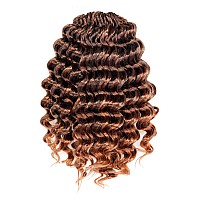 Toyotree Deep Twist Crochet Hair 12 Inch 8 Packs Ombre Brown Midlength Curly Deep Wave Crochet Hair Synthetic Ocean Wave Bra