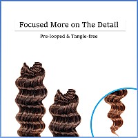 Toyotree Deep Twist Crochet Hair 12 Inch 8 Packs Ombre Brown Midlength Curly Deep Wave Crochet Hair Synthetic Ocean Wave Bra