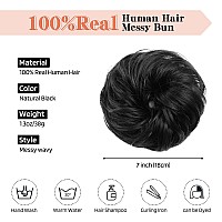 Flufymooz Messy Bun Hair Piece 100 Real Human Hair Tousled Updo Extension Natural Curly Messy Bun With Elastic Band Hair Bun H