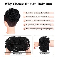 Flufymooz Messy Bun Hair Piece 100 Real Human Hair Tousled Updo Extension Natural Curly Messy Bun With Elastic Band Hair Bun H