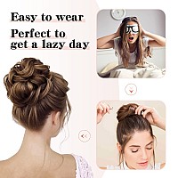 Flufymooz Messy Bun Hair Piece 100 Real Human Hair Tousled Updo Extension Natural Curly Messy Bun With Elastic Band Hair Bun H