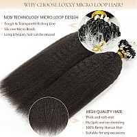 Microloop Hair Extensions Real Human Hair For Black Women 100 Strands 22Inch Natural Black 1B Kinky Straight Micro Links Hair E