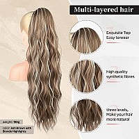 Flufymooz Ponytail Extension 26 Inch Drawstring Ponytail Hair Extensions For Women Long Curly Wavy Ponytail Natural Wavy Synth