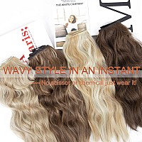 Clip In Long Wavy Synthetic Hair Extension 20 Inch 4Pcs Dark Golden Mix Beige Blonde Highlights Hairpieces Thick Double Weft Hai