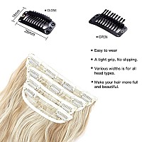 Clip In Long Wavy Synthetic Hair Extension 20 Inch 4Pcs Dark Golden Mix Beige Blonde Highlights Hairpieces Thick Double Weft Hai