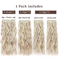 Clip In Natural Hair Extensions Long Wavy 4Pcs Thick Hairpieces Dark Ash Blonde Mixed Bleach Blonde Double Weft Synthetic 20 Inc