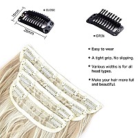 Clip In Natural Hair Extensions Long Wavy 4Pcs Thick Hairpieces Dark Ash Blonde Mixed Bleach Blonde Double Weft Synthetic 20 Inc