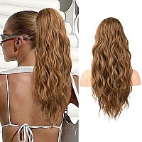 FLUFYMOOZ Ponytail Extension, 22 Inch Drawstring Ponytail Hair Extensions for Women,Long Curly Wavy Ponytail Natural Wavy Synthetic Hairpiece for Women Daily Use party (22 Inch Dirty Blonde)