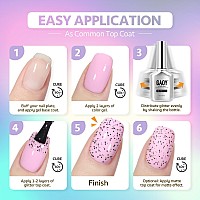 Gaoy Eggshell Gel Top Coat 16Ml Black Spots Gel Nail Polish No Wipe Clear Top Coat Soak Off Uv Led Finish Gel For Nail Art