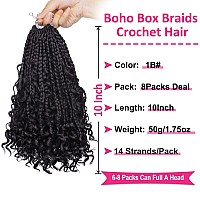 Unionbeauty 8 Packs 10 Inch Boho Box Braids Crochet Hair Goddess Box Braids Crochet Hair For Black Woman With Curly Ends Bohemia