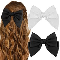 Atoden Hair Bows For Women Big Silky Satin Hair Bow Clips 2 Pcs Hair Barrettes Oversized French Bowknot Ribbons Hair Decorat