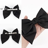 Atoden Hair Bows For Women Big Silky Satin Hair Bow Clips 2 Pcs Hair Barrettes Oversized French Bowknot Ribbons Hair Decorat