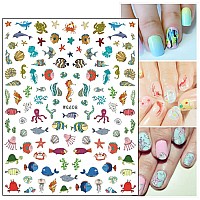 Marine Animal Nail Art Stickers 3D Little Animal Selfadhesive Sticker Cartoon Halobios Nail Art Decals Mermaid Fish Starfish