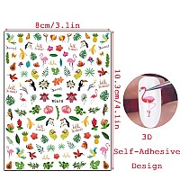 Cute Birds Nail Art Stickers 3D Animal Selfadhesive Sticker Cartoon Flying Animal Nail Art Decals Flamingo Parrot Nail Decal