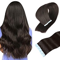 Tape in Hair Extensions Human Hair 20Pieces 40g 16 inch Double Weft Real Human Hair Extensions Seamless Straight Human Hair Extensions for Fashion Women Tape in Extensions #1B Natural Black