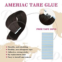 Tape in Hair Extensions Human Hair 20Pieces 40g 16 inch Double Weft Real Human Hair Extensions Seamless Straight Human Hair Extensions for Fashion Women Tape in Extensions #1B Natural Black