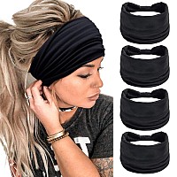 Wide Headbands For Women Black Stylish Head Wraps Boho Thick Hairbands Large African Sport Yoga Turban Headband Hair Accessories