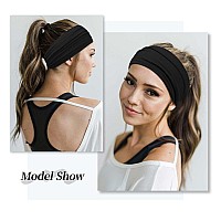 Wide Headbands For Women Black Stylish Head Wraps Boho Thick Hairbands Large African Sport Yoga Turban Headband Hair Accessories