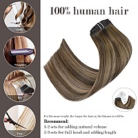 Honsoo Clip In Hair Extensions Mushroom Brown 18In 120G 7Pcs Remy Real Human Hair Extensions Clip In Silky Straight Human Hair