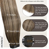 Honsoo Clip In Hair Extensions Mushroom Brown 18In 120G 7Pcs Remy Real Human Hair Extensions Clip In Silky Straight Human Hair