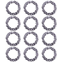 12Pcs Satin Scrunchies Silver Gray Satin Hair Ties Elastic Hair Bands Ponytail Holder Hair Accessories For Women Girls