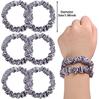 12Pcs Satin Scrunchies Silver Gray Satin Hair Ties Elastic Hair Bands Ponytail Holder Hair Accessories For Women Girls