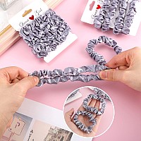 12Pcs Satin Scrunchies Silver Gray Satin Hair Ties Elastic Hair Bands Ponytail Holder Hair Accessories For Women Girls