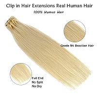 Clip in Hair Extensions Real Human Hair,Platinum Blonde Hair Extensions Clip in Human Hair, 7 Pieces 70G Real Hair Extensions Remy Human Hair Clip in Extensions 12 Inch Double Wefts Clip ins for Women