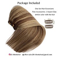 Clip in Hair Extensions Real Human Hair, Ombre Brown to Ash Blonde Highlights Real Hair Extensions Clip in Human Hair,16Inch 7Pcs Double Weft Remy Human Hair Clip in Extensions 70G for Women