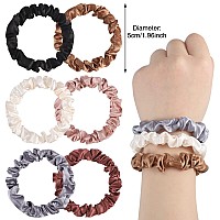 Pengxiaomei 12Pcs Satin Scrunchies Coffee Color Series Satin Hair Ties Elastic Hair Bands Ponytail Holder Hair Accessories Vale