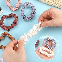 Pengxiaomei 12Pcs Satin Scrunchies Coffee Color Series Satin Hair Ties Elastic Hair Bands Ponytail Holder Hair Accessories Vale