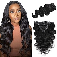 Lumiere Clip In Hair Extensions Real Human Hair 120 Gram 8 Pieces 20Clips Glueless Body Wave Hair For Black Women Premium Brazil