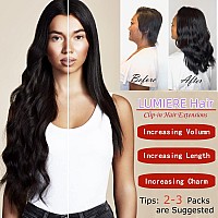 Lumiere Clip In Hair Extensions Real Human Hair 120 Gram 8 Pieces 20Clips Glueless Body Wave Hair For Black Women Premium Brazil