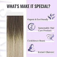 Fshine Ombre Tape In Hair Extensions Human Hair 14 Inch Brown Fading To Ash Blonde And Platinum Blonde Tape In Hair Extensions R