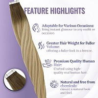 Fshine Human Hair Tape In Extensions Brown To Caramel Blonde And Platinum Blonde Hair Extensions Tape In Ombre Remy Hair 20 Inch